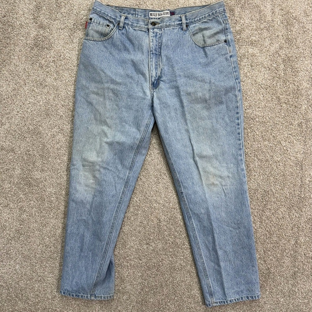 Bugle Boy 750 Jeans Mens 38x30 Light Wash Vintage 90s Relaxed Straight Denim